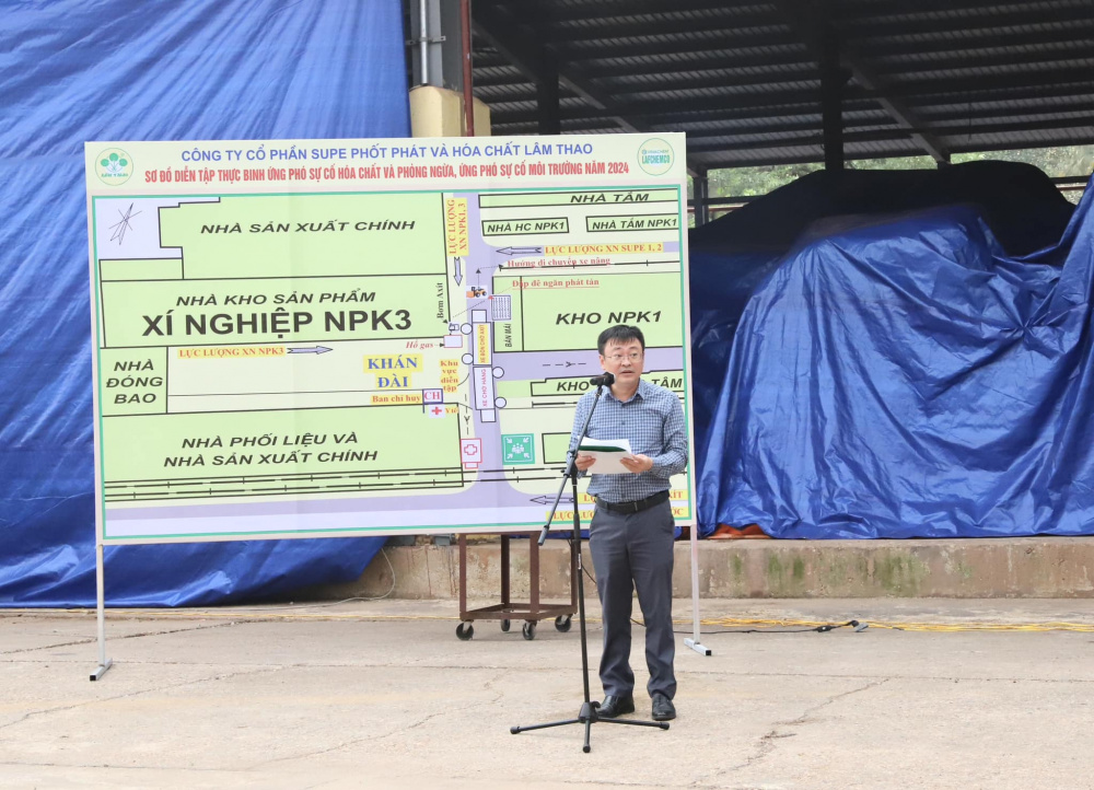Sáng ngày 27/9/2024, Công ty cổ phần Supe Phốt phát và Hoá chất Lâm Thao (Supe Lâm Thao) đã tổ chức Diễn tập ứng phó sự cố hoá chất, ứng phó sự cố môi trường năm 2024.