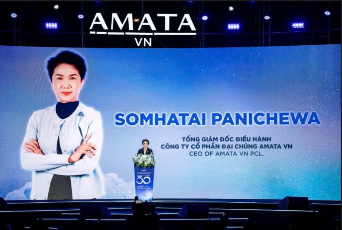 Bà Somhatai Panichewa, CEO Amata Việt Nam phát biểu tại buổi lễ. Ảnh: Amata VN