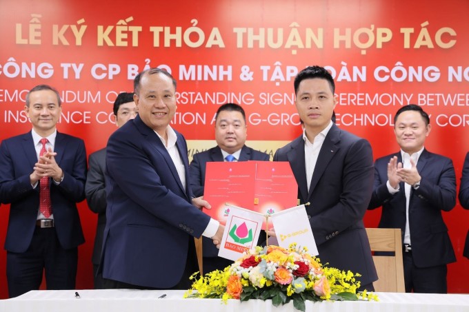 Đại diện G-Group (bên phải) và Bảo Minh tại lễ ký hợp tác. Ảnh: G-Group.